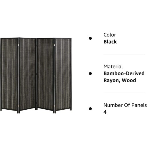 Bamboo Room Divider Folding Privacy Screen 4 Panel 72