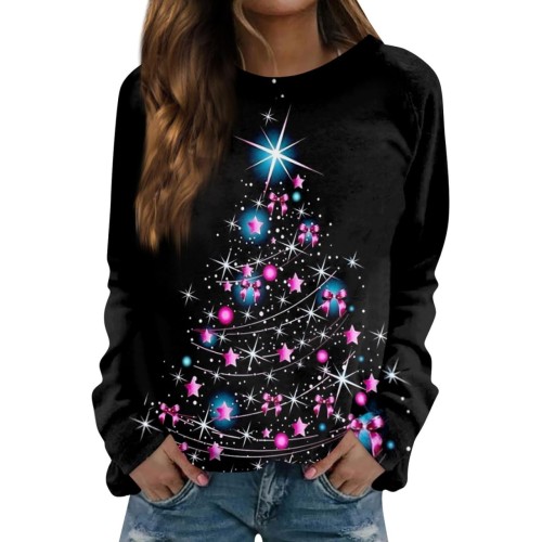 Women's Christmas Sweatshirt, Christmas Jumper, Long Sleeve Tops, Christmas Jumper, Santa Claus, Christmas Sweatshirt, Xmas Jumper, Shirt, Winter, Crew Neck, Long Sleeve Shirt