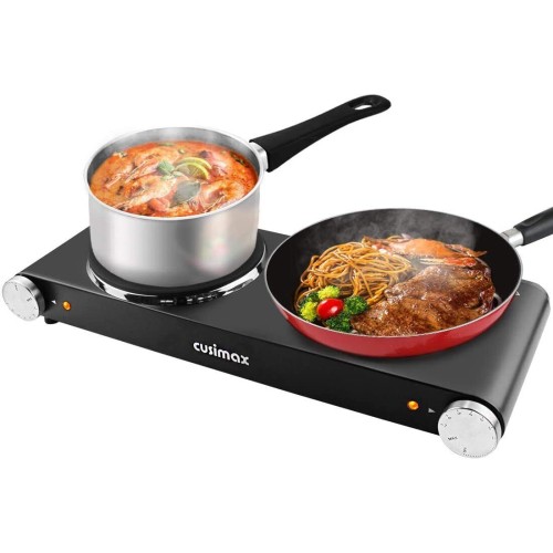 CUSIMAX CMHP-B201 1800W Double Cast Iron Hot Plate Burner Electric Cooktop