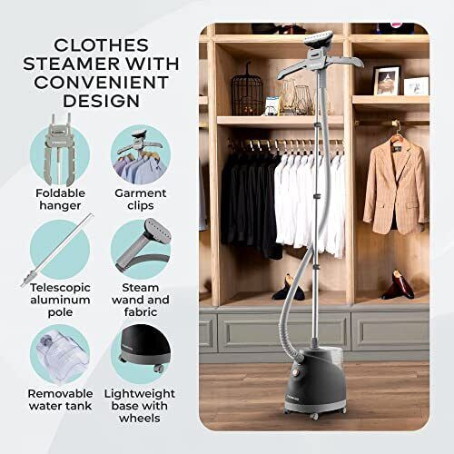 Steam & Go The Rival Upright Foldable Powerful Garment Steamer With Adjustable Pole