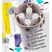 4 in 1 Travel Dispenser with Reusable Toiletry Bottles - 4 Small Cream Boxes with Matching Spatulas Shower Scrubbing Glove Toothbrush Protector Included-Shampoo Gel Conditioner Spill-proof Containers