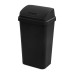 Sterilite 13 Gallon Plastic Swing Top Spave Saving Flat Side Lidded Wastebasket Trash Can For Kitchen, Garage, Or Workspace, Black