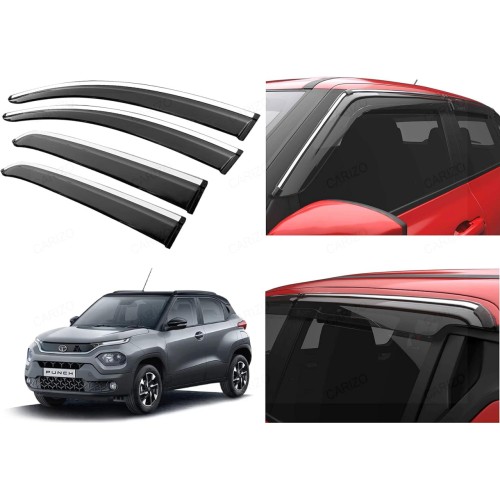  CARIZO® Side Window Chrome Line Wind Deflector Visor | Door Visor | Vent Visor | Sun Visor