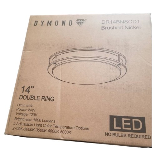 DYMOND 14  LED Ceiling Light Flush Mount Adjustable Color Temperature Dimmable Brushed Nickel Double Ring