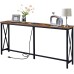 SUPERJARE 70.9 Inch Console Table with 2 Outlet and 2 USB Ports - Rustic Brown, 7922FC