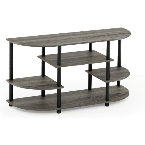 Furinno JAYA 15116 Simple Design Corner TV Stand, French Oak Grey/Black