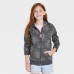 Cat & Jack Girls' Printed Zip-Up Fleece Hoodie Charcoal Gray S