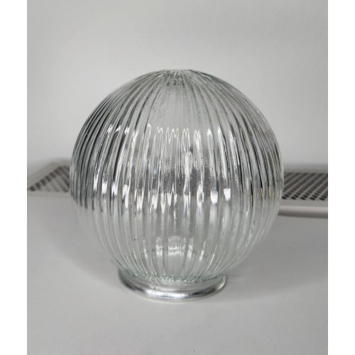  DECO ROUND REEDED CLEAR GLASS LIGHT GLOBE 3'' FITTER