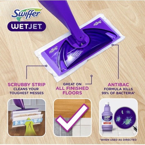 Swiffer WetJet Hardwood and Floor Spray Mop Cleaner Starter Kit, GarageBin