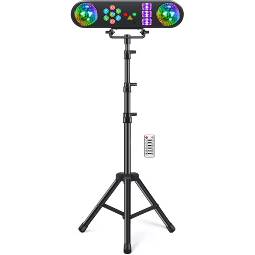 Telbum DJ Lights with Stand, 5 in 1 Party Bar Light Set with Rotating Ball, Stro