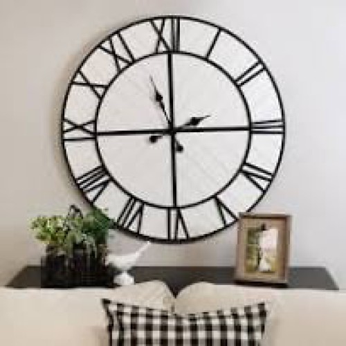 Stratton Home Decor Oversized 31.50 in. Henry Black and White Wood Wall Clock S30886 - The Home Depot