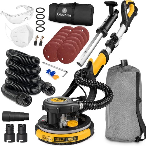    Electric Drywall Sander with Vacuum, 6.5-amp, Auto Dust Absorption, 7 Variable Speed 900-1800RPM, Dustless Floor Sander with 26’ Power Cord for Popcorn