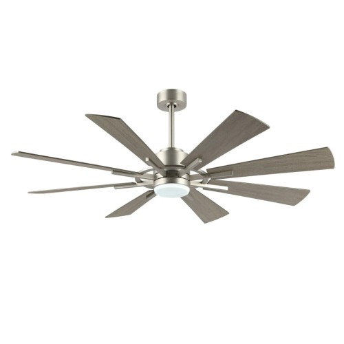 WINGBO 60 inch Windmill 8-Blade LED Indoor Ceiling Fan - Brushed Nickel