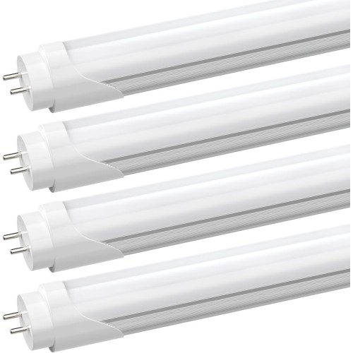 JESLED T8 T12 4FT LED Type B Light Bulbs, 24W 6000K, 3000LM, 4 Foot Fluorescent Tube Replacement, ETL Listed, Double Row, Frosted, Dual-end Powered, Remove Ballast, Warehouse Lights (4-Pack)