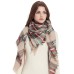 VIVIAN & VINCENT Women's Plaid Blanket Winter Scarf Warm Wrap Oversized Shawl Cape