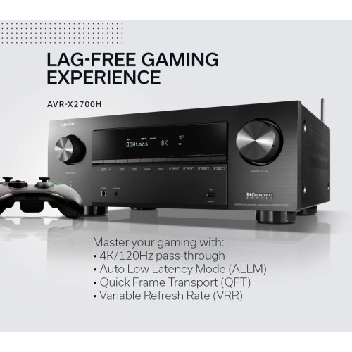 Denon AVR-X2700H 8K Ultra HD 7.2 Channel (95 Watt X 7) AV Receiver 2020 Model - Built for Gaming, Music Streaming, 3D Audio & Video, Alexa + HEOS (Discontinued by Manufacturer)