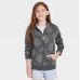 Cat & Jack Girls' Printed Zip-Up Fleece Hoodie Charcoal Gray S