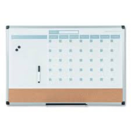 MasterVision 3-in-1 Calendar Planner Dry Erase Board, 36 X 24, Silver Frame