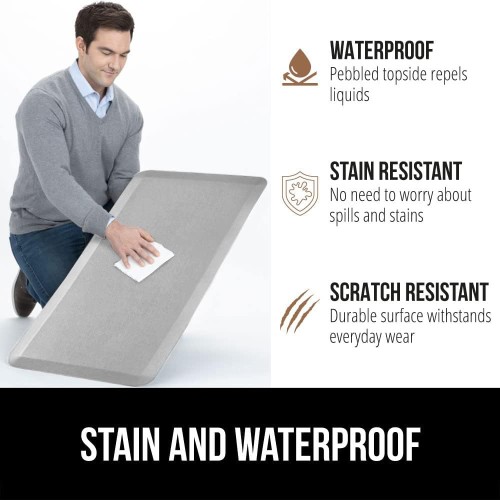 Gorilla Grip Anti Fatigue Cushioned Comfort Mat, Ergonomically Durable, Supportive, Padded, Thick and Washable, Stain-Resistant, Kitchen, Garage, Office Standing Desk Mats, 39x20, Silver