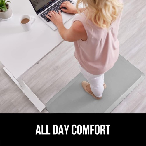 Gorilla Grip Anti Fatigue Cushioned Comfort Mat, Ergonomically Durable, Supportive, Padded, Thick and Washable, Stain-Resistant, Kitchen, Garage, Office Standing Desk Mats, 39x20, Silver