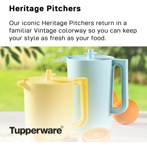 Tupperware Heritage Pitcher Set in Vintage Colors - Dishwasher Safe & BPA Free - (Set of 2)