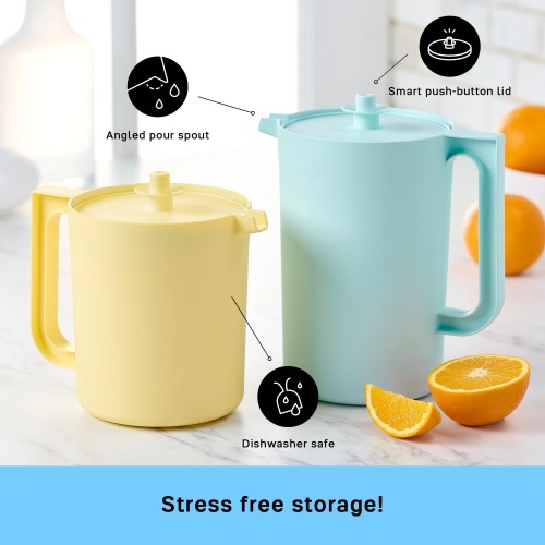 Tupperware Heritage Pitcher Set in Vintage Colors - Dishwasher Safe & BPA Free - (Set of 2)