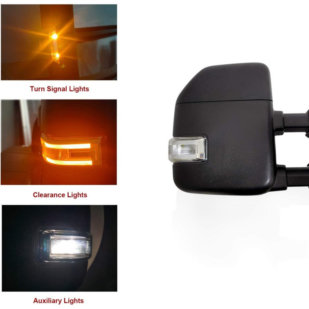 thumbnail image 2 of AERDM New Pair Power Heated Towing Mirror Black Housing With Temperature Sensor Compatible For 2 of 11