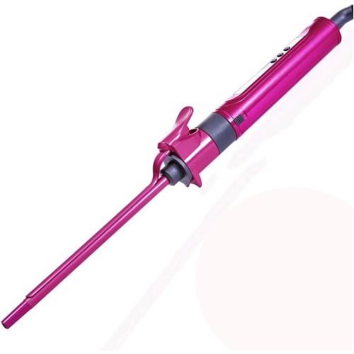 Mini Hair Curler Curling Tong Tourmaline Ceramic Barrel 9mm Curling Iron for Men Women, Rose Red (0.35 Inches)