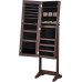 SONGMICS Jewelry Cabinet Armoire with Full-Length Frameless Mirror Brown JJC002K01