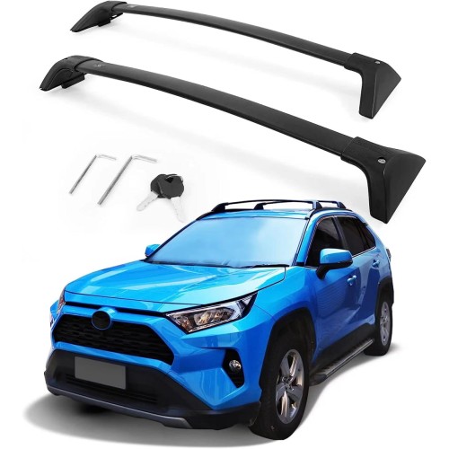 Autekcomma Heavy Duty 260lbs Lockable Roof Racks Cross Bars Fit for Toyota RAV4 2019-2024 Accessories, Aluminum Rails Crossbars Anti-Theft Metal Black (Not Fit for Adventure/TRD Off-Road)