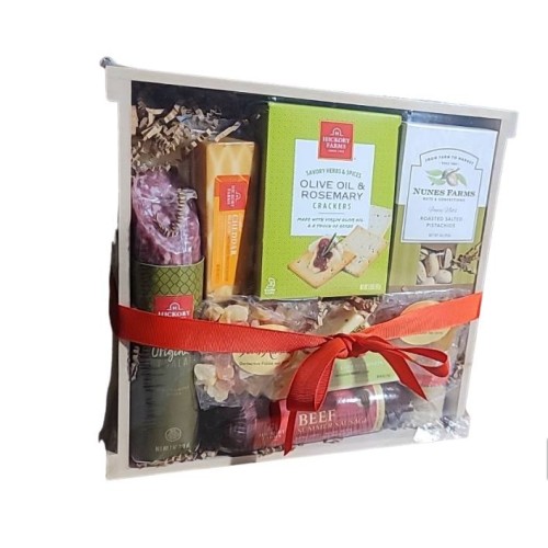 GOURMET DELUXE: MEAT & CHEESE WOODEN GIFT CRATE