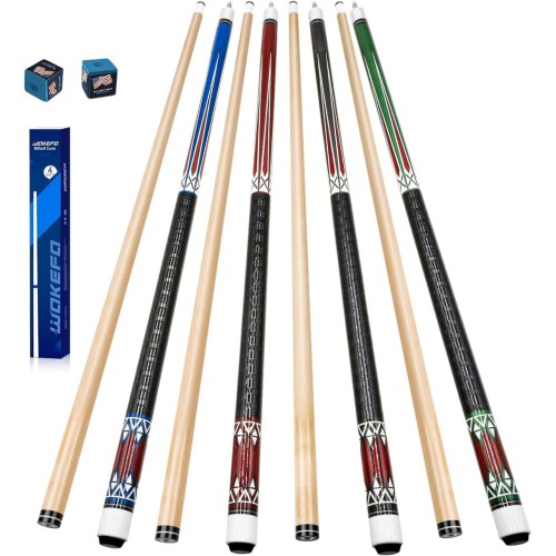 Billiard Pool Cue Stick: 58 inch Pool Sticks Set of 4, 13mm Tip Pool Cues Billiard Cue Sticks Maple Wood Pool Table Sticks for Professional Billiard Players 18 19 20 21 oz