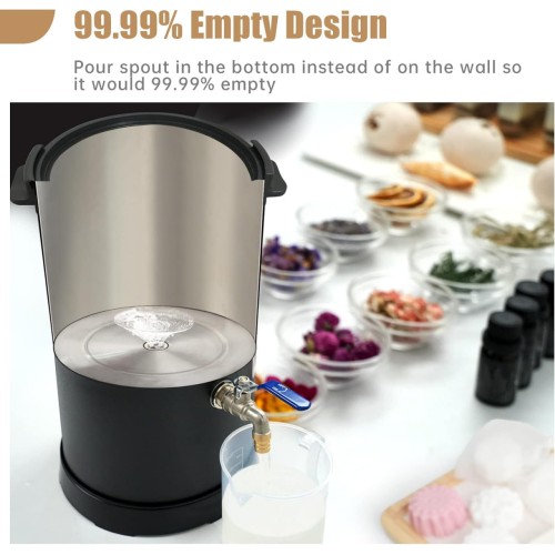 6 Qts Soap Melter for Soap Making - Electric Soap Base Melting Pot Large Capacity with Quick Pour Spout, Auto Melt & Warm Mode Ideal for Homemade Soap Business Easy Clean