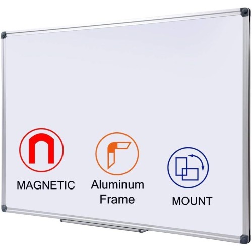 48 x 36-in Magnetic Dry Erase Board with Pen Tray| Aluminum Frame Portable Wall Large Whiteboard Message Presentation Board for Office & Classroom