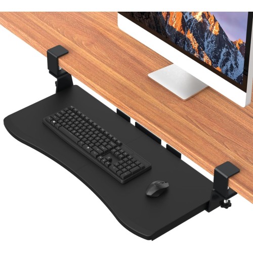 Keyboard Tray Under Desk,Pull Out Keyboard & Mouse Tray with Heavy-Duty C Clamp Mount,32(37 Including Clamps) x11.8 in Slide Out Platform Computer Drawer,Suitable for Office