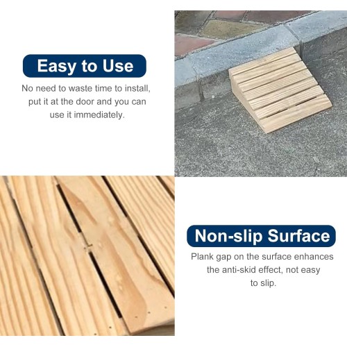 Wooden Transition Ramp for Front/Back Door Steps, Porch Entrance Threshold Ramps(Size : 113х47x 8cm)