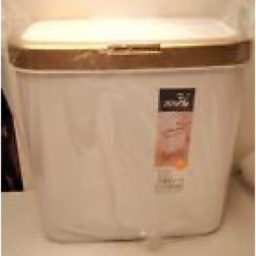 Bathroom Papercan With Lid Plastic On Legs,gold Toned And White, New