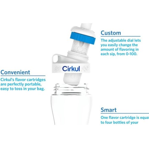 Cirkul 22 oz Plastic Water Bottle Starter Kit with Blue Lid and 2 Flavor Cartridges