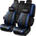 CAR PASS 5 Seats Luxury Leather Seat Covers Full Set, Waterproof & Anti-Slip & Durable Premium Car Seat Covers, Universal Fit for Most Trucks,SUV,Sedans,Van, Deluxe Sporty (Black and Blue