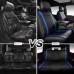 CAR PASS 5 Seats Luxury Leather Seat Covers Full Set, Waterproof & Anti-Slip & Durable Premium Car Seat Covers, Universal Fit for Most Trucks,SUV,Sedans,Van, Deluxe Sporty (Black and Blue