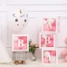 Baby Shower Boxes Party Decorations – 4 pcs Transparent Balloons Boxes Décor with Letters Baby Blocks Design for Baby Shower Gender Reveal Backdrop