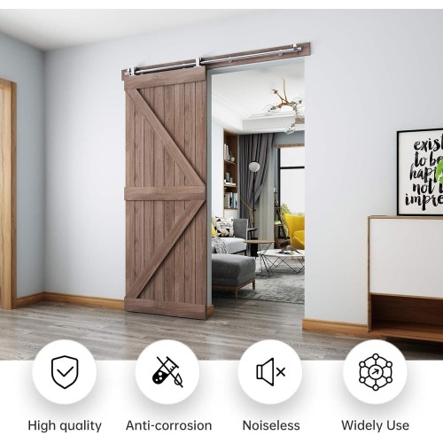 EaseLife 5 FT Top Mount Stainless Steel Sliding Barn Door Hardware Track Kit,Modern,Heavy Duty,Anti-Rust,Slide Smoothly Quietly,Easy Install (5FT Track Kit for 26"~30" Wide Single Door)