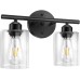 Bathroom Vanity Light Fixtures, 2-Light Black Wall Sconce Lighting Wall Lamp with Clear Glass Shade, Vintage Wall Mounted Lights Bathroom Lights for Mirror, Living Room, Bedroom, Hallway, Porch