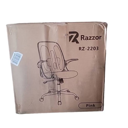 Razzor RZ2203-Pink Office Chair Anti-fatigue Telework Ergonomic Desk Chair with Lumbar Support Flip-up Armrest Sponge Cushi