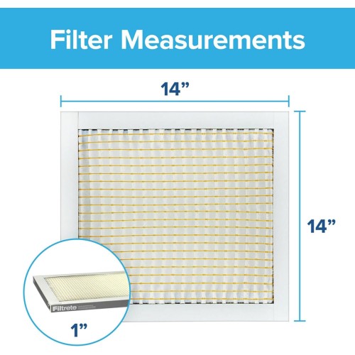 Filtrete 14x14x1 Air Filter, MPR 300, MERV 5, Clean Living Basic Dust 3-Month Pleated 1-Inch Air Filters, 4 Filters