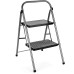 Delxo 2 Step Stool Folding Step Ladder Two Stepstool with Handrails,Heavy Duty Sturdy Small Compact Ladder Portable Anti-Slip Safety Kitchen Stepladder Metal 2ft Folding Step Stools for Adults (Grey)