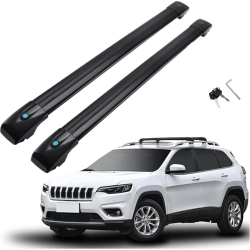 MotorFansClub Lockable Roof Rack Cross Bars Fit for Jeep Cherokee 2014 2015 2016 2017 2018 2019 2020 2021 2022 2023 Cargo Luggage Rack Rail Aluminum (Doesn't Fit for Grand Cherokee!!)