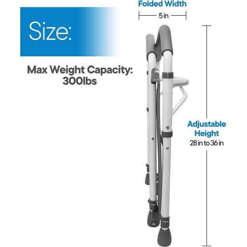 RMS Toilet Safety Frame & Rail - Folding & Portable Bathroom Toilet Safety Rails - Handrail Toilet Bars with Adjustable Height (White)