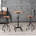 LOKKHAN 33.5-39.4 Inch Tall Industrial Bar Table-Adjustable Bar Height Bistro Whiskey Pub Table-23.7" Dia Swivel Round Wood Top Metal Base-Easily Adjusts by Crank Handle