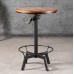 LOKKHAN 33.5-39.4 Inch Tall Industrial Bar Table-Adjustable Bar Height Bistro Whiskey Pub Table-23.7" Dia Swivel Round Wood Top Metal Base-Easily Adjusts by Crank Handle